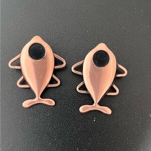 Vintage Renoir Copper Fish Clip Earrings